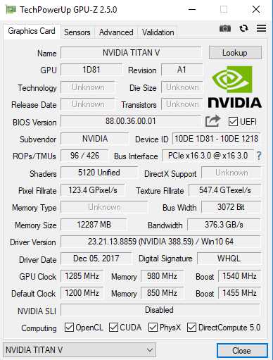 Общие характеристики GeForce GTX Titan