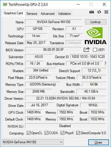 GeForce MX150 обзор и тестирование видеокарт NVIDIA