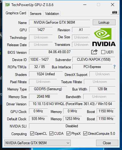 Обзор и тестирование видеокарт NVIDIA GeForce GTX 965M